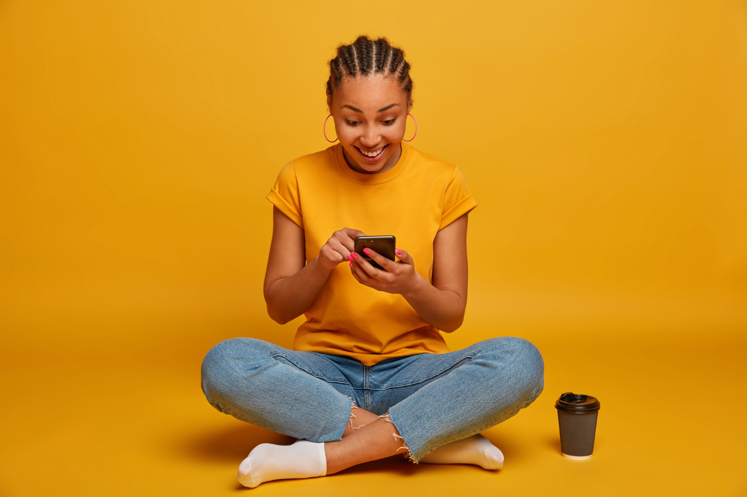 Social media user engaging with content on a smartphone